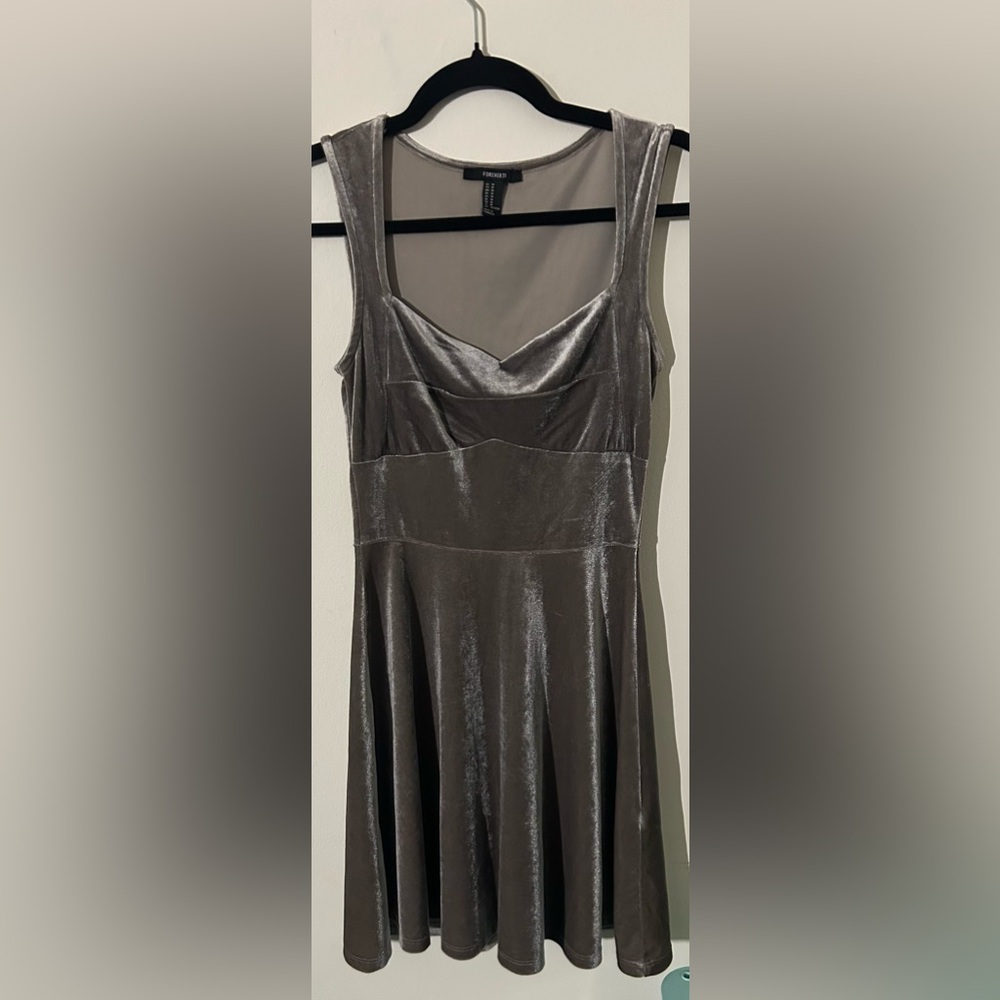 Forever 21 Shimmering Silver Velvet Mini Dress